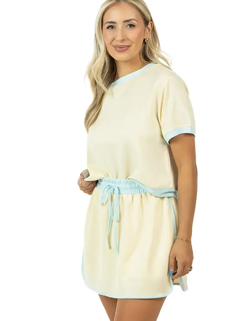 Samatha Top and Skort Set Available in 3 colors Black/White, Pink/Orange, & Yellow/Blue