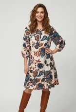 Challis Paisley Tie Front Ruffle Hem Dress
