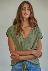 Boho V-Neck Sleeveless Top with Front Tie