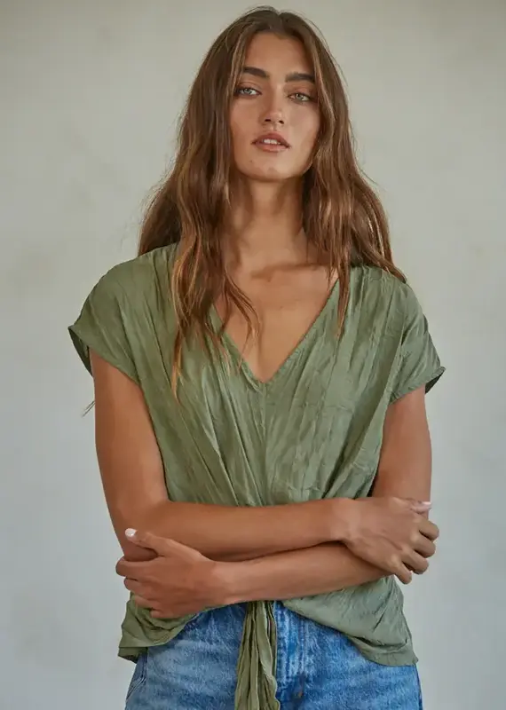 Boho V-Neck Sleeveless Top with Front Tie