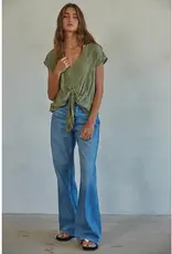 Boho V-Neck Sleeveless Top with Front Tie
