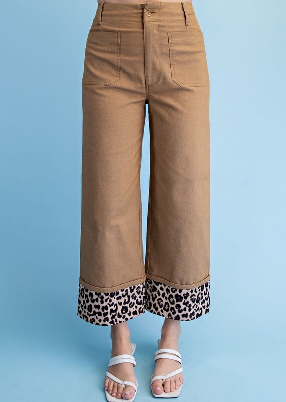 Linda Leopard Cuffed Ankle Cropped Pants
