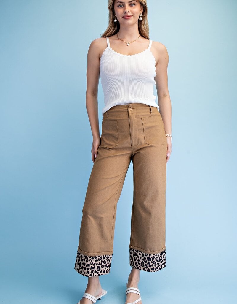 Linda Leopard Cuffed Ankle Cropped Pants
