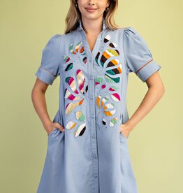 Emerso V-neck Printed Embroidered Appliqué Dress
