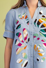 Emerso V-neck Printed Embroidered Appliqué Dress