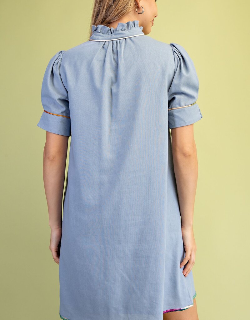 Emerso V-neck Printed Embroidered Appliqué Dress