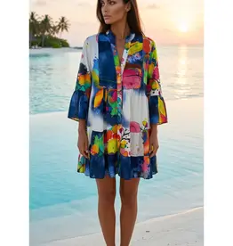 Angela Abstract Print Tiered Dress