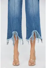 High Rise Crop Distressed Wide Leg Jean