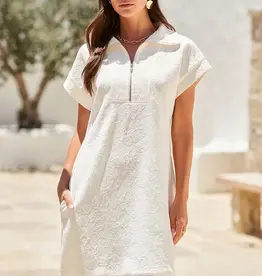 Hannah Half-Zip Jacquard Dress w/ Pockets