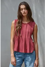 Jessie Jersey Pin Tuck Sleeveless Top