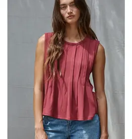 Jessie Jersey Pin Tuck Sleeveless Top