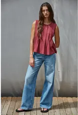 Jessie Jersey Pin Tuck Sleeveless Top