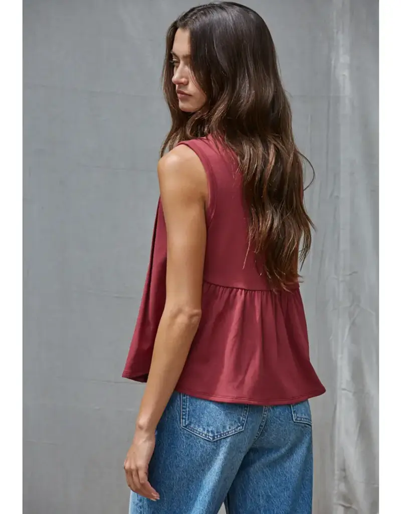 Jessie Jersey Pin Tuck Sleeveless Top