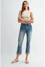 Flord Mid-Rise Straight Crop Cuffed Hem
