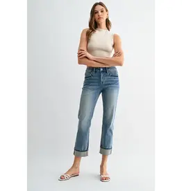 Flord Mid-Rise Straight Crop Cuffed Hem