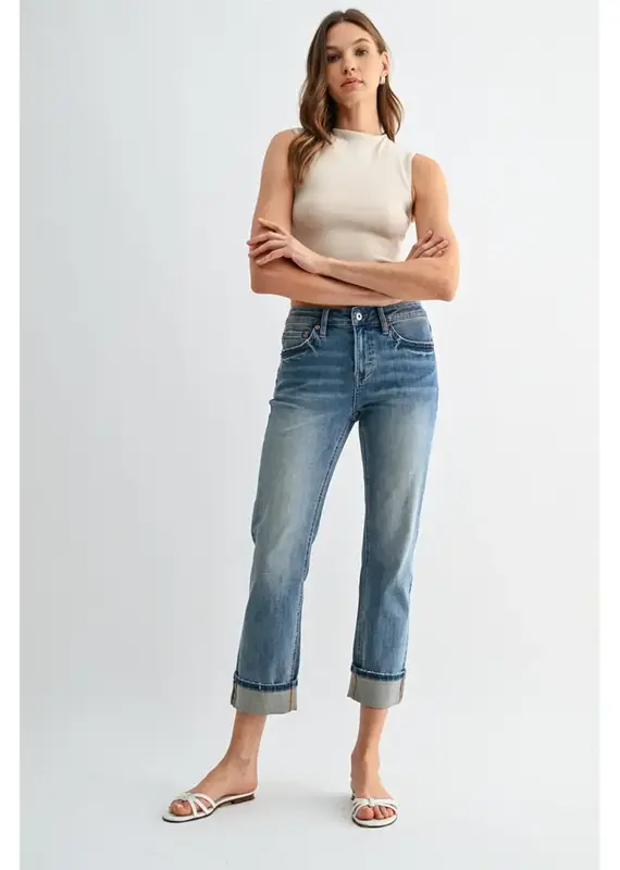 Flord Mid-Rise Straight Crop Cuffed Hem