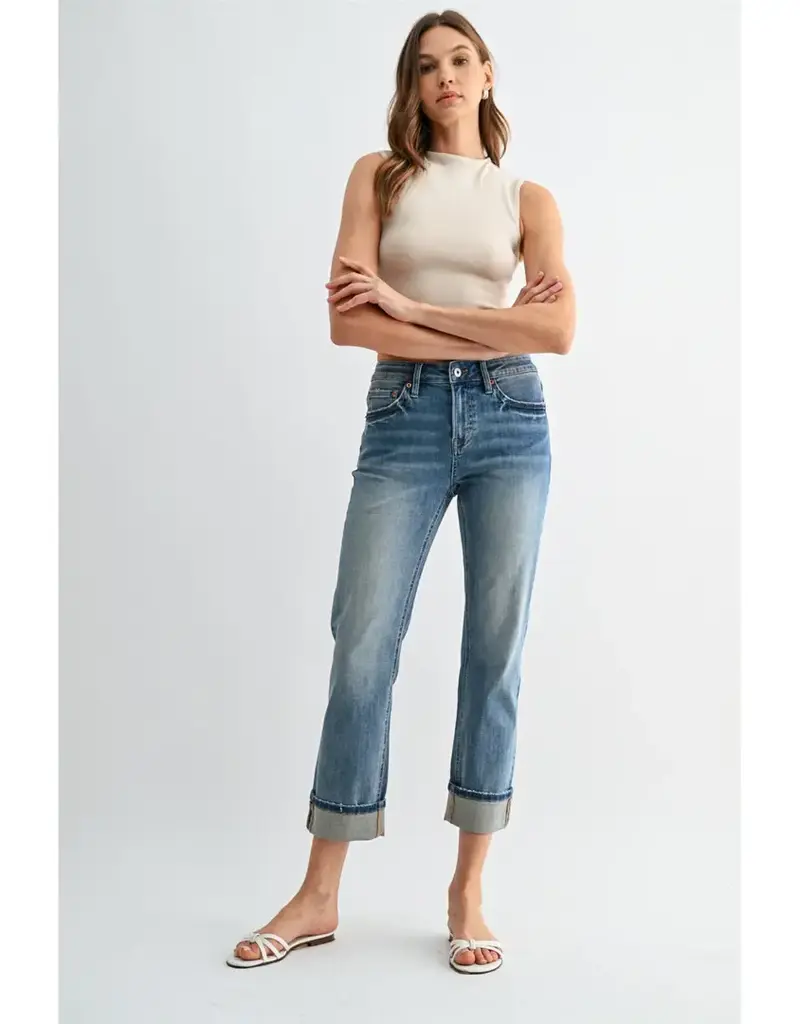 Flord Mid-Rise Straight Crop Cuffed Hem