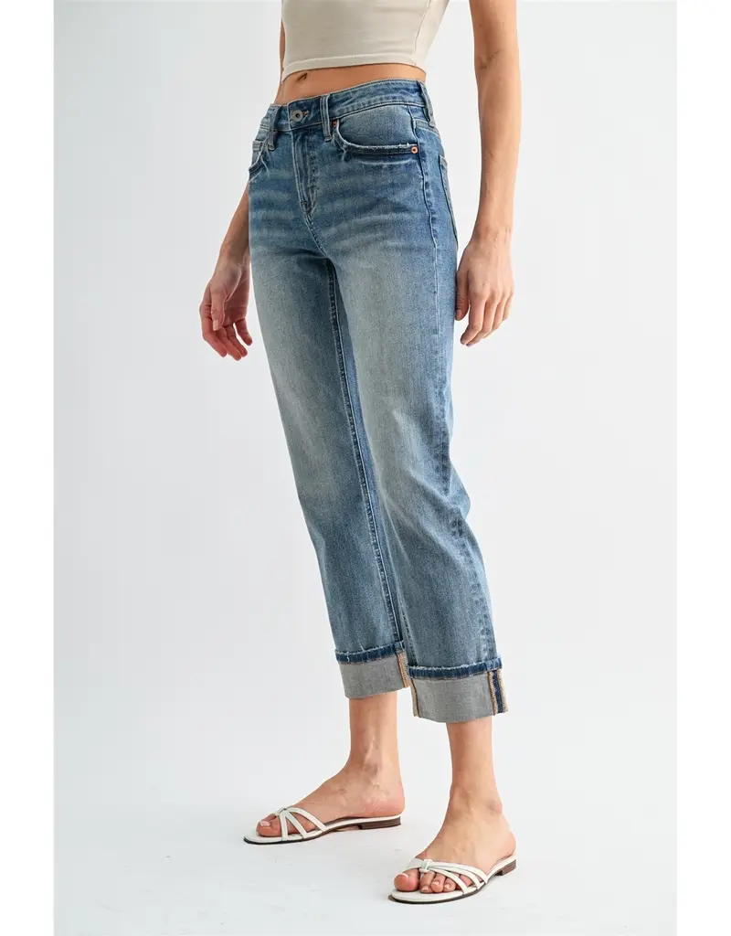 Flord Mid-Rise Straight Crop Cuffed Hem