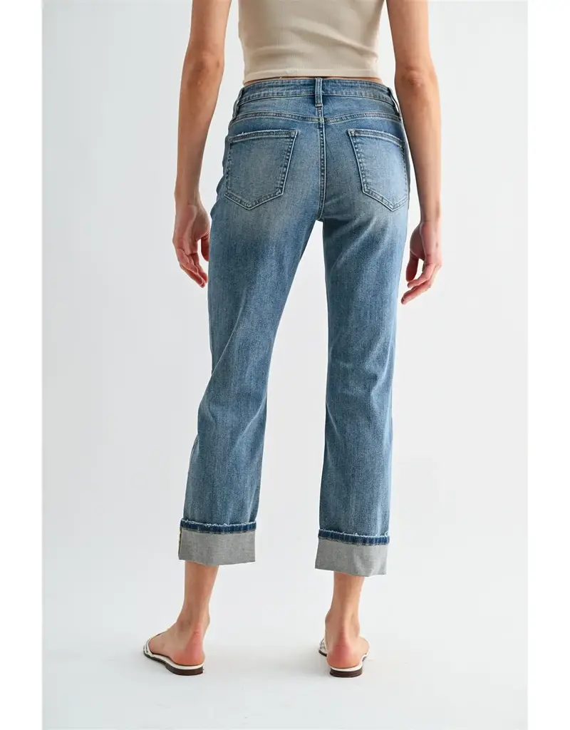 Flord Mid-Rise Straight Crop Cuffed Hem