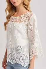 Bethany Boho Sheer Crochet 3/4 Sleeved Top
