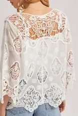 Bethany Boho Sheer Crochet 3/4 Sleeved Top