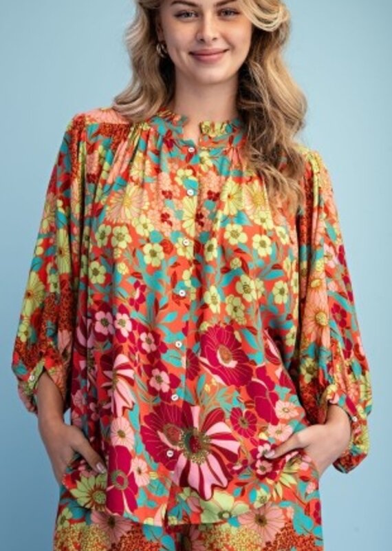 Reese Retro Floral Print Top
