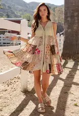 Valerie V-Neck Patchwork Tiered Dress