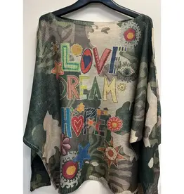 Love Camo Printed Knit Sweater - Made in Italy - ONE SIZE