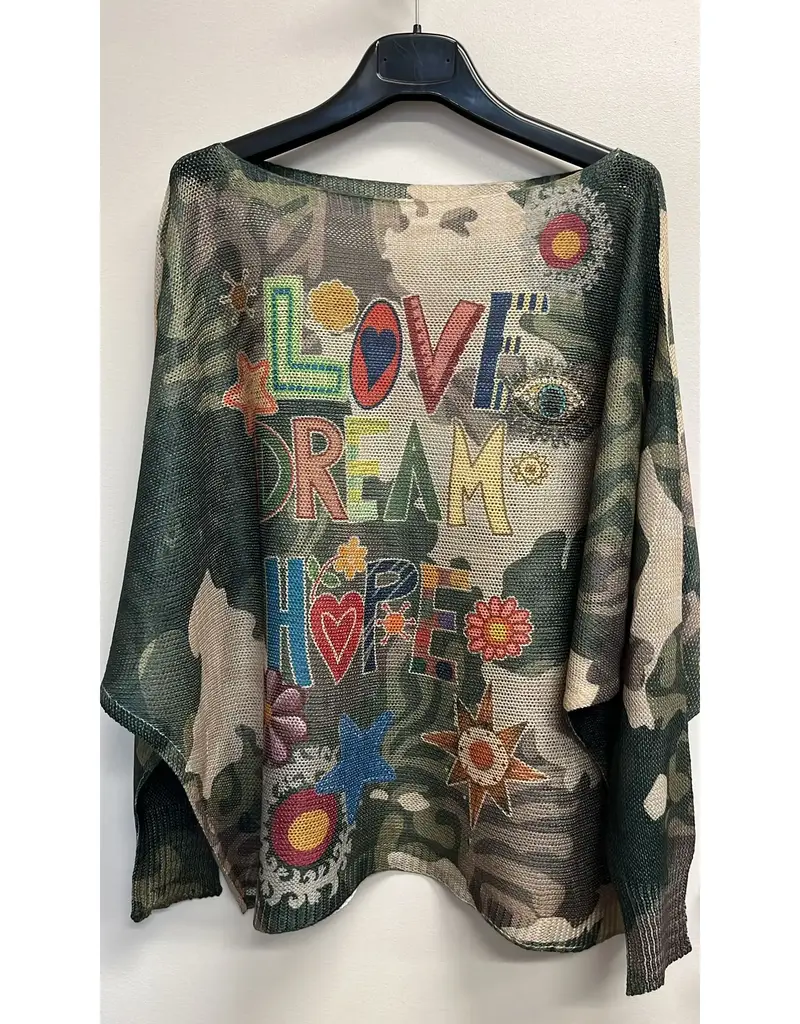 Love Camo Printed Knit Sweater - Made in Italy - ONE SIZE