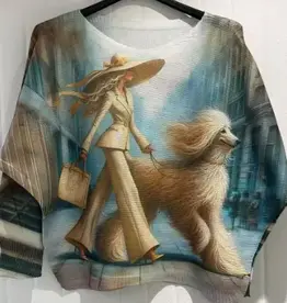 Lady & Dog Round Knit Printed Sweater - Made in Italy - ONE SIZE