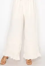 Boho Tiered Ruffle Bottom Lined Wide Leg Pant