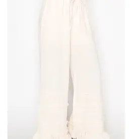 Boho Tiered Ruffle Bottom Lined Wide Leg Pant