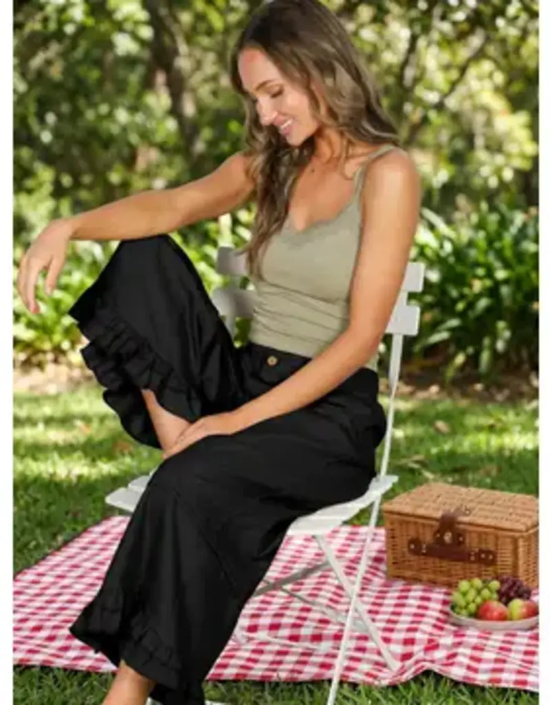 Rachel Casual Ruffle Hem Cropped Pant