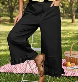 Rachel Casual Ruffle Hem Cropped Pant