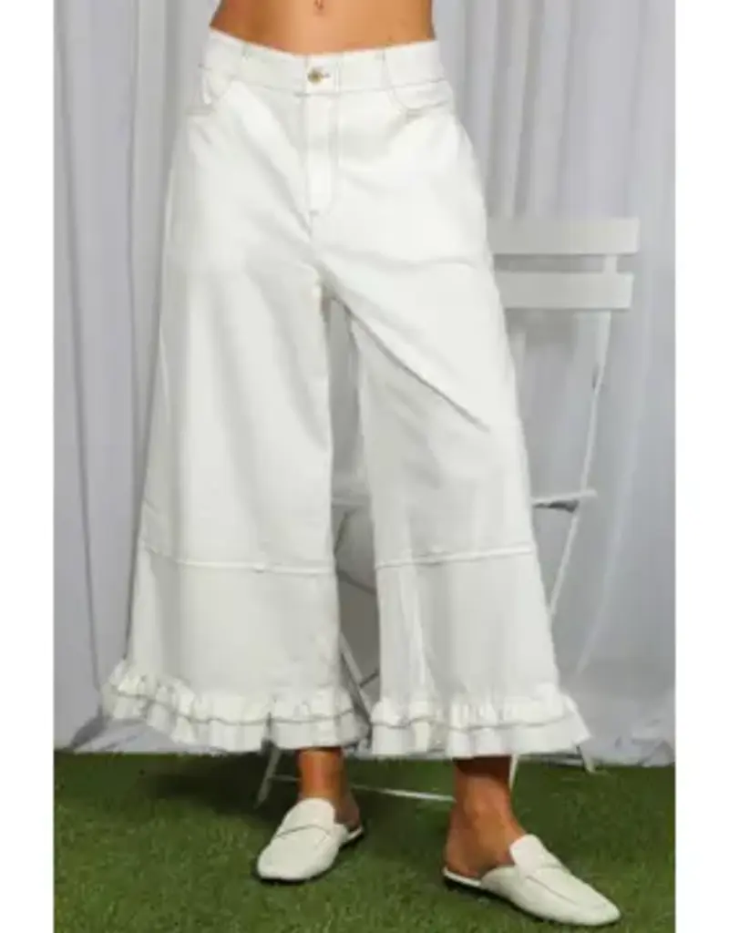 Rachel Casual Ruffle Hem Cropped Pant