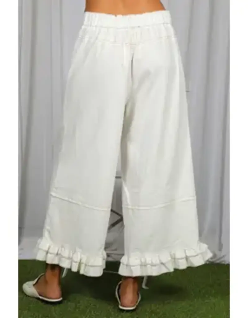 Rachel Casual Ruffle Hem Cropped Pant