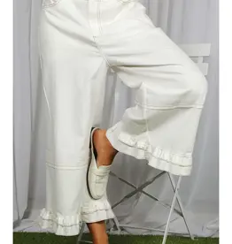 Rachel Casual Ruffle Hem Cropped Pant