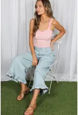 Rachel Casual Ruffle Hem Cropped Pant
