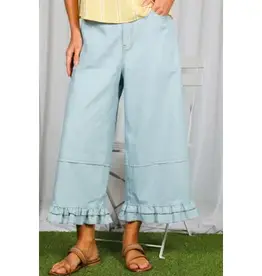 Rachel Casual Ruffle Hem Cropped Pant