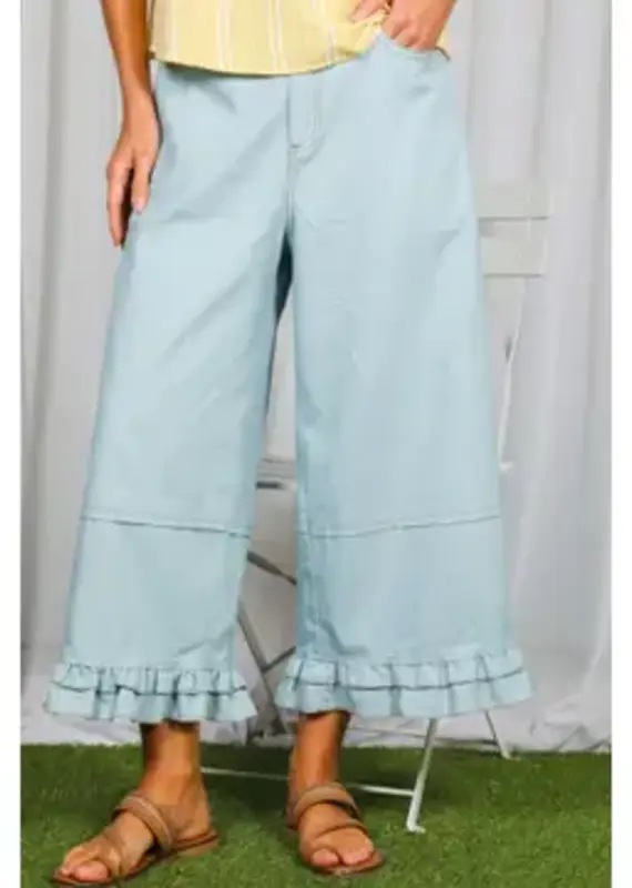 Rachel Casual Ruffle Hem Cropped Pant