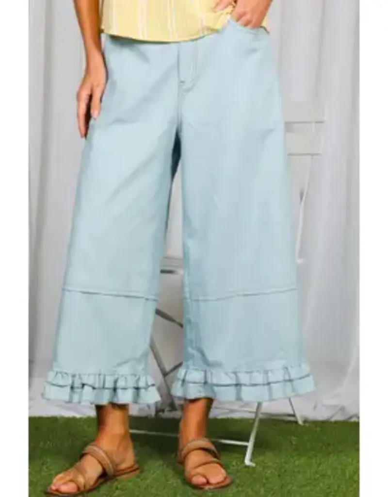 Rachel Casual Ruffle Hem Cropped Pant