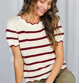 Emily Scallop Edge Striped Croched Top