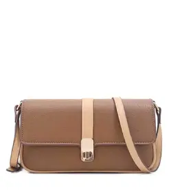 Gisele II - Smooth Nappa Vegan Leather Shoulder Bag - Brown