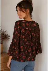 Challis Paisley Smocked Square Neck Top