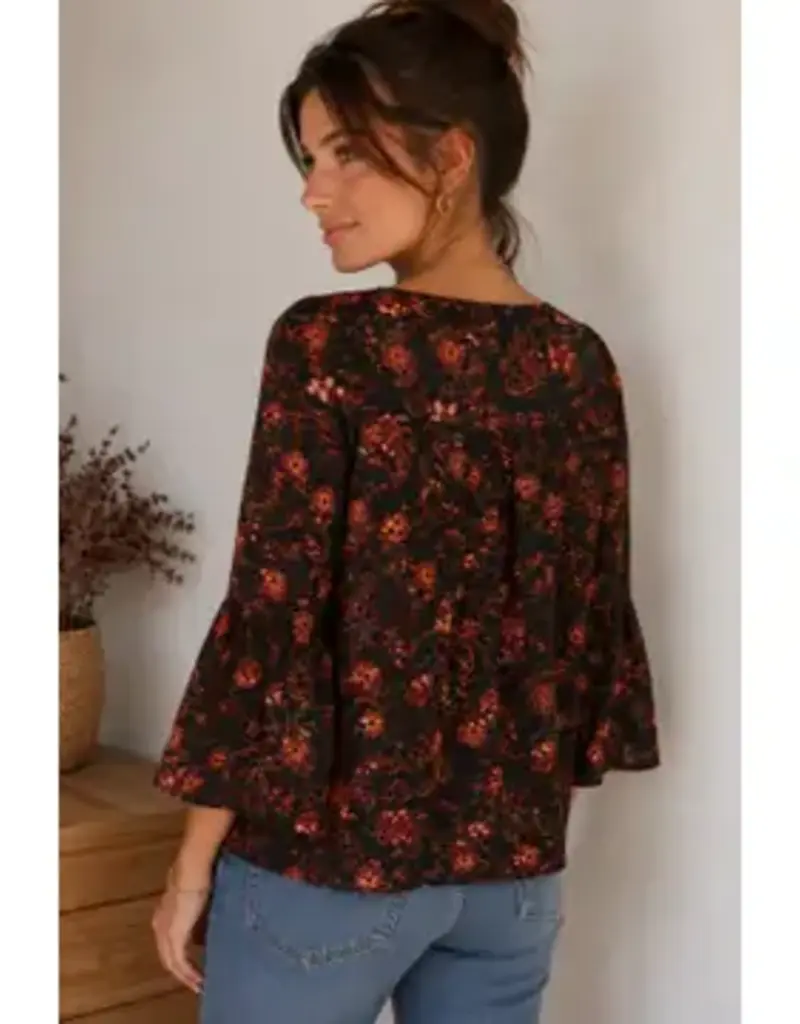 Challis Paisley Smocked Square Neck Top