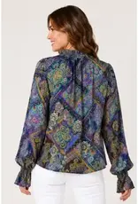 Faith Floral Lurex Tie Front Top