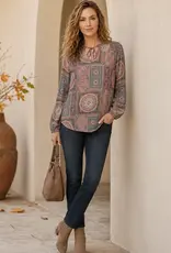 Boho Georgette Balloon Sleeve Tie Front Top