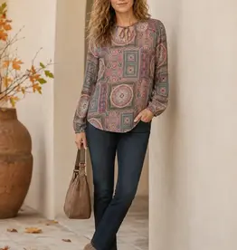 Boho Georgette Balloon Sleeve Tie Front Top