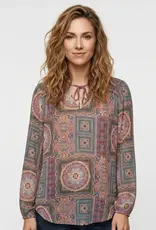 Boho Georgette Balloon Sleeve Tie Front Top