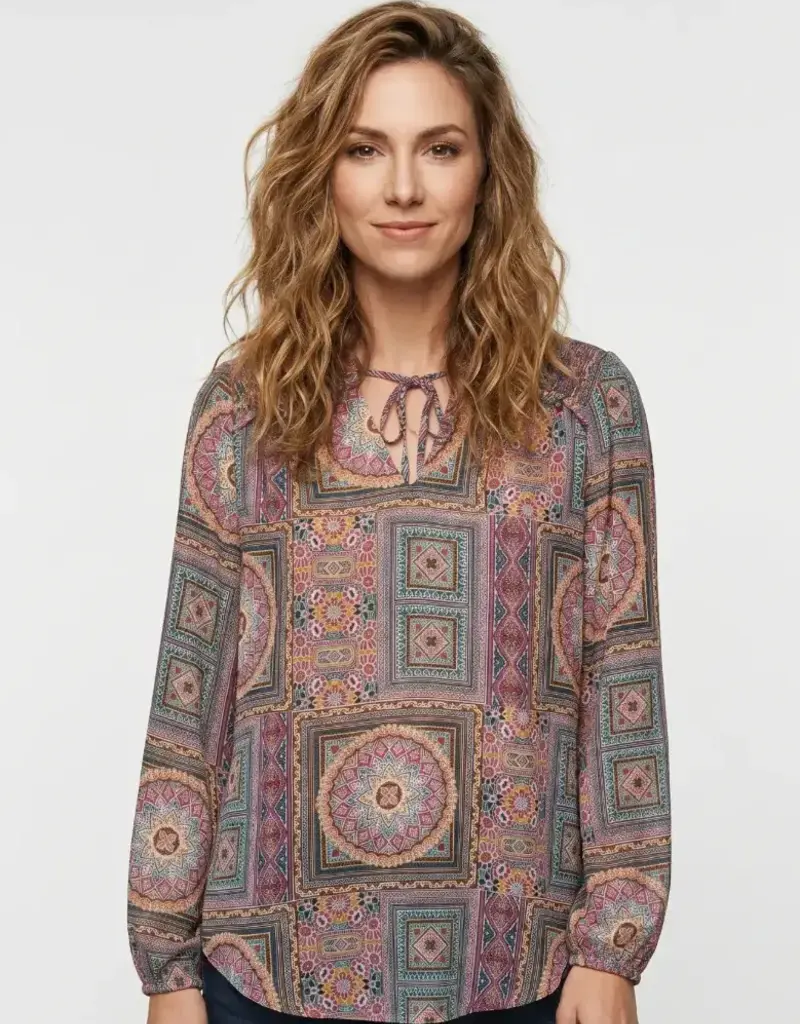 Boho Georgette Balloon Sleeve Tie Front Top